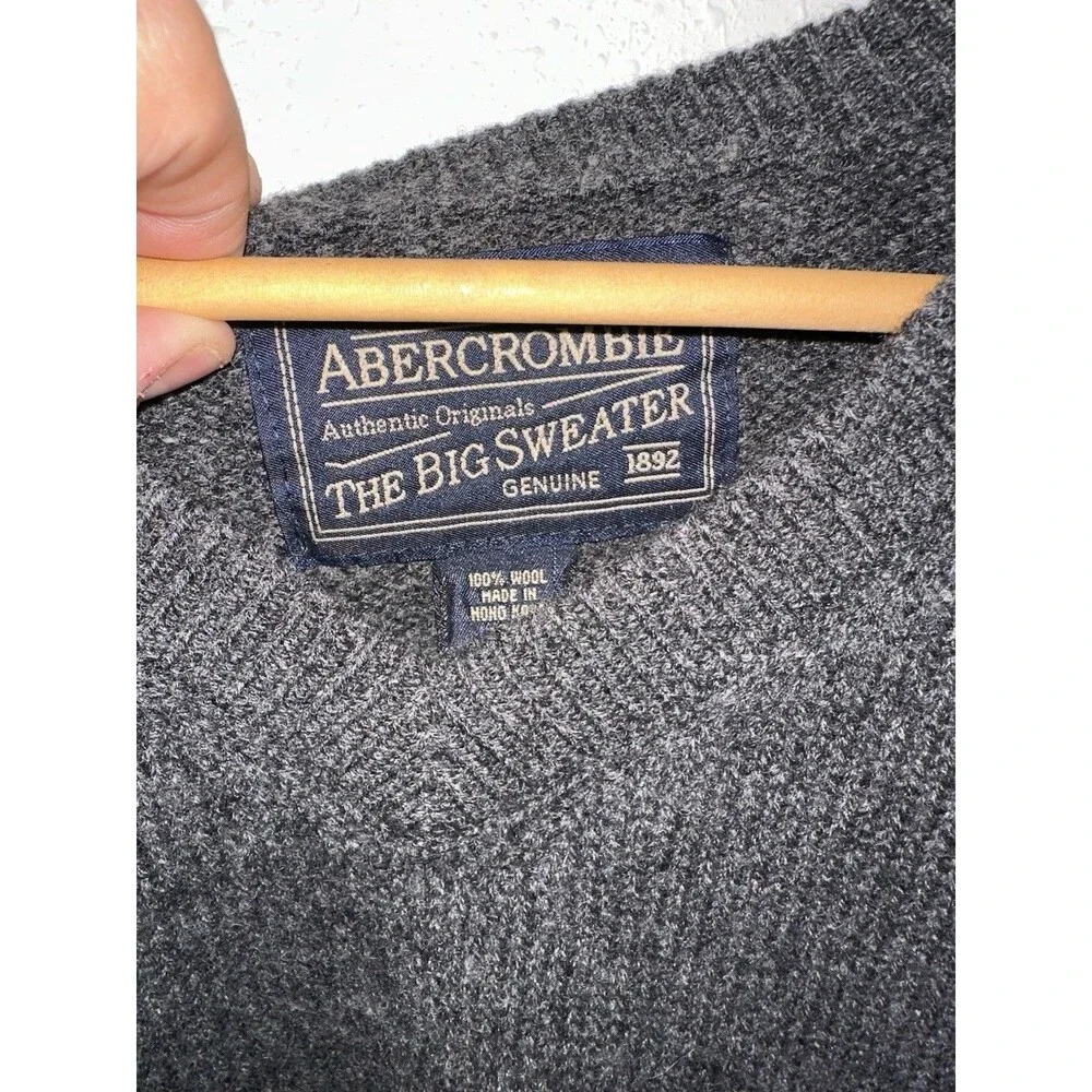 90s Abercrombie & Fitch Big Sweater Gray Wolfe Wool Pullover Grunge Grandpa Sz L